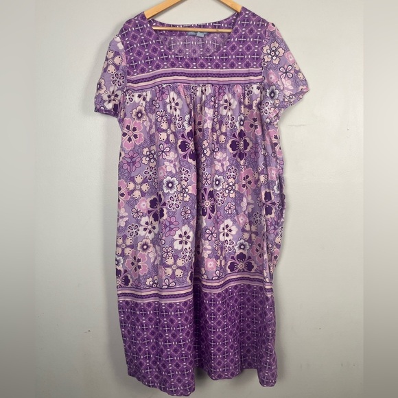 Only necessities purple cotton floral nightgown size 18/20 - Picture 1 of 7